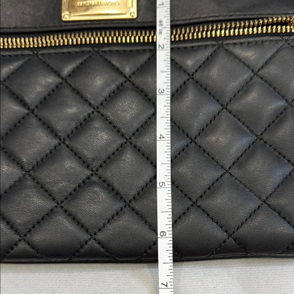 Michael Kors Black and Gold Quilted Leather Clutch